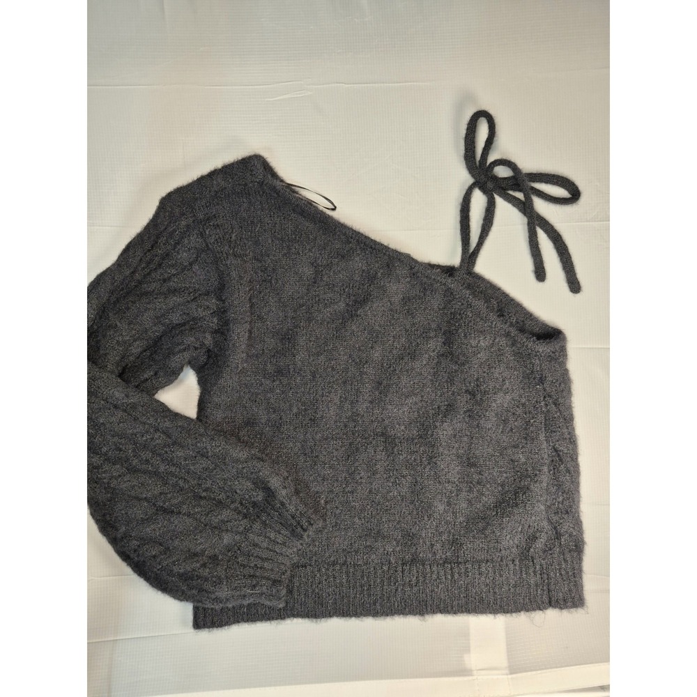 Wild Fable Women's Fitted Off The Shoulder Sweater Sz L dk Gray Cable Knit